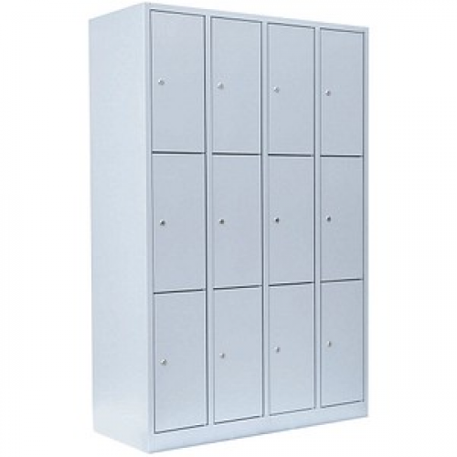 LÜLLMANN Schließfachschrank lichtgrau 520340, 12 Schließfächer 117,0 x 50,0 x 180,0 cm