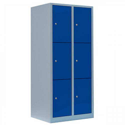 LÜLLMANN Schließfachschrank enzianblau, lichtgrau 523321, 6 Schließfächer 80,0 x 50,0 x 180,0 cm