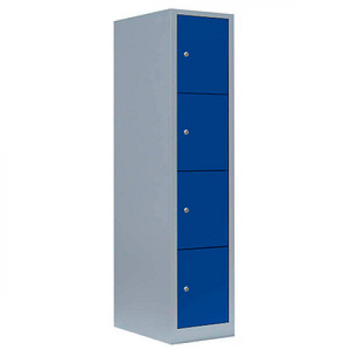 LÜLLMANN Schließfachschrank enzianblau, lichtgrau 523411, 4 Schließfächer 41,5 x 50,0 x 180,0 cm