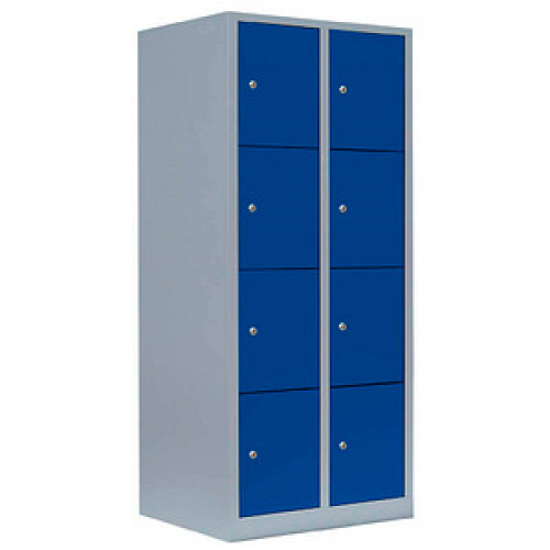 LÜLLMANN Schließfachschrank enzianblau, lichtgrau 523421, 8 Schließfächer 80,0 x 50,0 x 180,0 cm