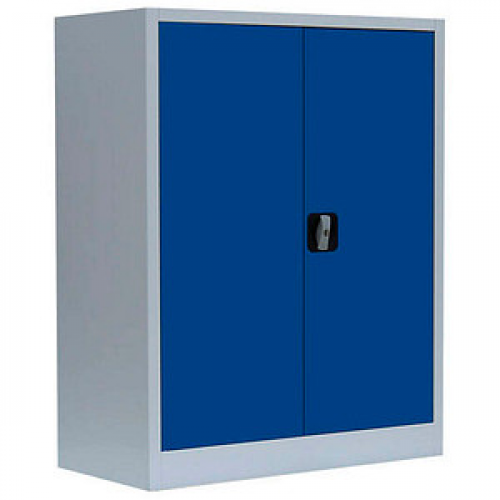 LÜLLMANN Stahlschrank 530311 enzianblau, lichtgrau 80,0 x 38,3 x 100,0 cm, aufgebaut