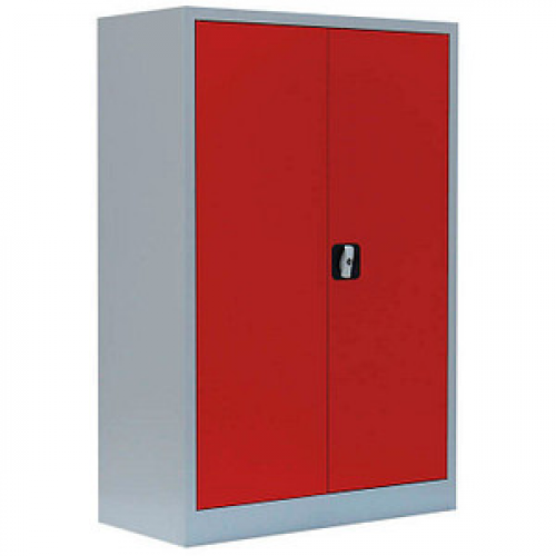 LÜLLMANN Stahlschrank 530324 feuerrot, lichtgrau 92,5 x 42,2 x 120,0 cm, aufgebaut