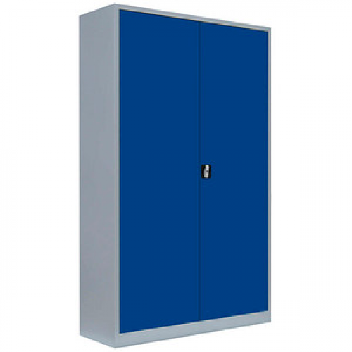 LÜLLMANN Stahlschrank 530371 enzianblau, lichtgrau 120,0 x 42,2 x 195,0 cm, aufgebaut