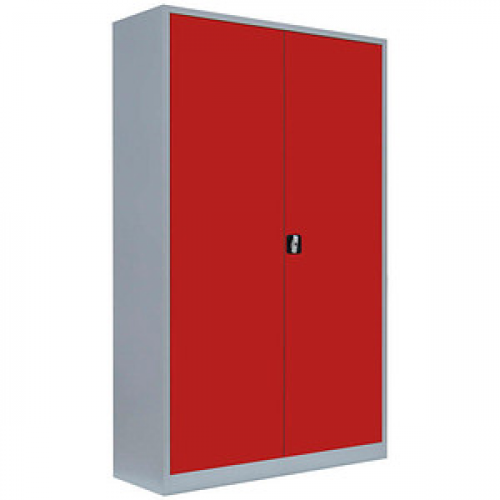 LÜLLMANN Stahlschrank 530374 feuerrot, lichtgrau 120,0 x 42,2 x 195,0 cm, aufgebaut