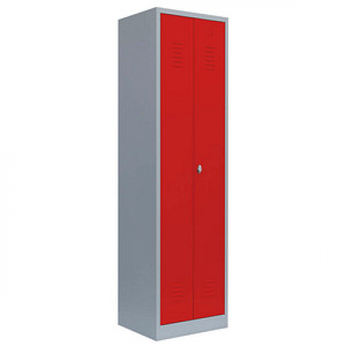 LÜLLMANN Putzmittelschrank 510724 feuerrot, lichtgrau 60,0 x 50,0 x 180,0 cm, aufgebaut