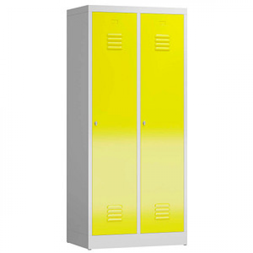 ClassiX Spind lichtgrau, zinkgelb X-515126, 2 Schließfächer 80,0 x 50,0 x 180,0 cm