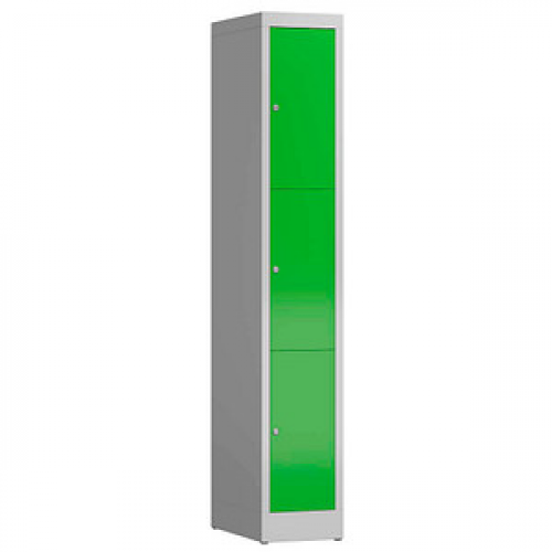 ClassiX Schließfachschrank gelbgrün, lichtgrau X-520315, 3 Schließfächer 31,0 x 50,0 x 180,0 cm