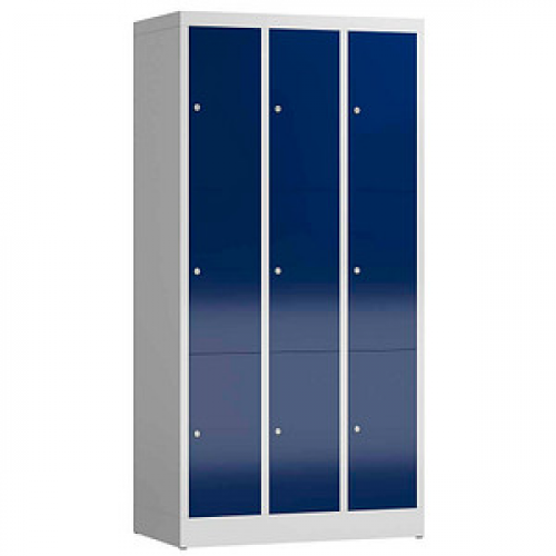 ClassiX Schließfachschrank enzianblau, lichtgrau X-520331, 9 Schließfächer 87,0 x 50,0 x 180,0 cm