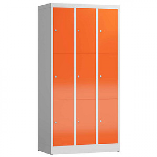 ClassiX Schließfachschrank feuerrot, lichtgrau X-520334, 9 Schließfächer 87,0 x 50,0 x 180,0 cm