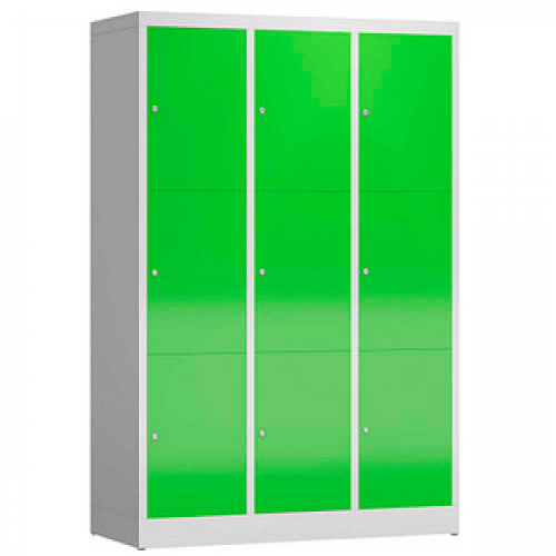 ClassiX Schließfachschrank gelbgrün, lichtgrau X-523335, 9 Schließfächer 118,5 x 50,0 x 180,0 cm