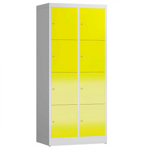 ClassiX Schließfachschrank lichtgrau, zinkgelb X-523426, 8 Schließfächer 80,0 x 50,0 x 180,0 cm
