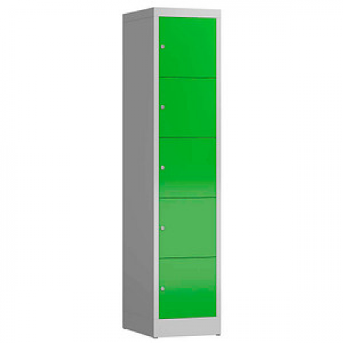 ClassiX Schließfachschrank gelbgrün, lichtgrau X-523515, 5 Schließfächer 41,5 x 50,0 x 180,0 cm