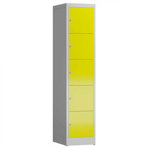 ClassiX Schließfachschrank lichtgrau, zinkgelb X-523516, 5 Schließfächer 41,5 x 50,0 x 180,0 cm
