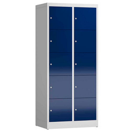 ClassiX Schließfachschrank enzianblau, lichtgrau X-523521, 10 Schließfächer 80,0 x 50,0 x 180,0 cm
