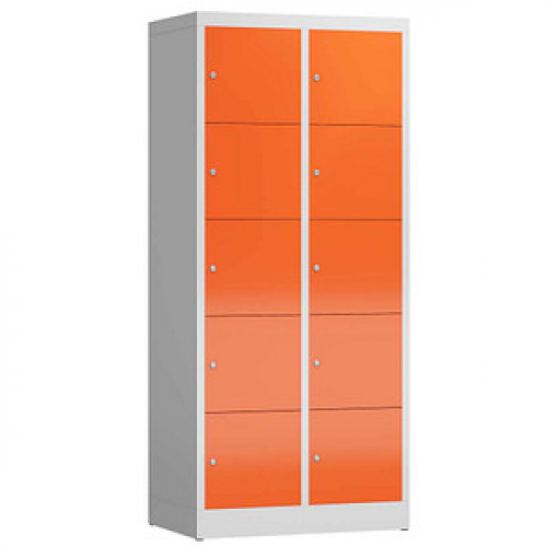 ClassiX Schließfachschrank feuerrot, lichtgrau X-523524, 10 Schließfächer 80,0 x 50,0 x 180,0 cm