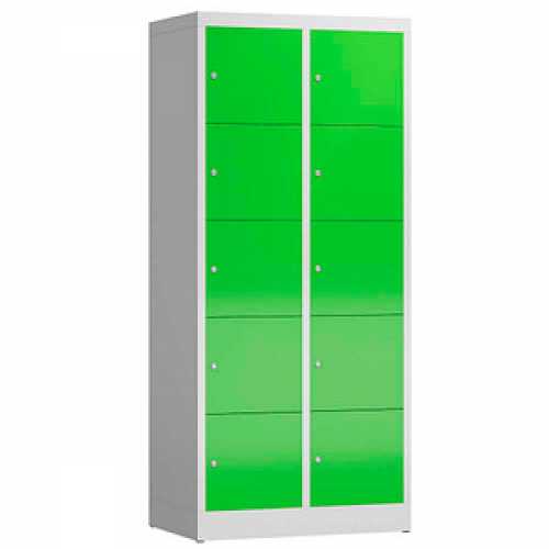 ClassiX Schließfachschrank gelbgrün, lichtgrau X-523525, 10 Schließfächer 80,0 x 50,0 x 180,0 cm