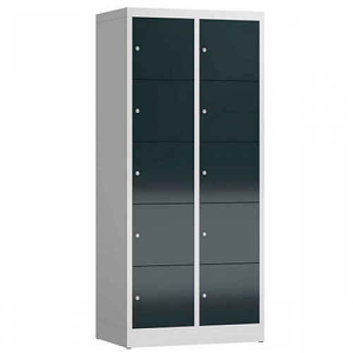 ClassiX Schließfachschrank anthrazit, lichtgrau X-523528, 10 Schließfächer 80,0 x 50,0 x 180,0 cm