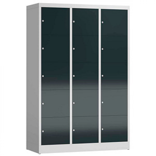 ClassiX Schließfachschrank anthrazit, lichtgrau X-523538, 15 Schließfächer 118,5 x 50,0 x 180,0 cm