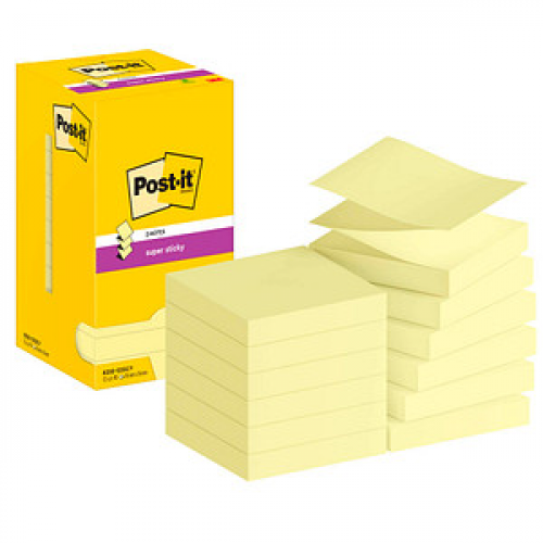 Post-it® Super Sticky Z-Notes Haftnotizen extrastark R33012SY gelb, 12 Blöcke