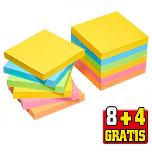 8 + 4 GRATIS: Post-it® Carnival Haftnotizen extrastark farbsortiert, 8 Blöcke + GRATIS 4 Blöcke