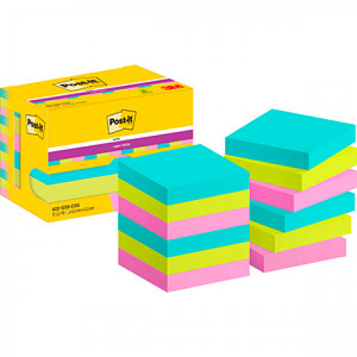 Post-it® Cosmic Haftnotizen extrastark farbsortiert, 12 Blöcke