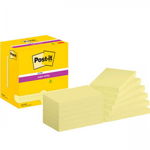 Post-it® Super Sticky Haftnotizen extrastark 65512SY gelb, 12 Blöcke