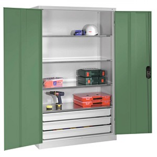 CP Stahlschrank 8931-503 S10429 lichtgrau, rededagrün 120,0 x 50,0 x 195,0 cm, aufgebaut