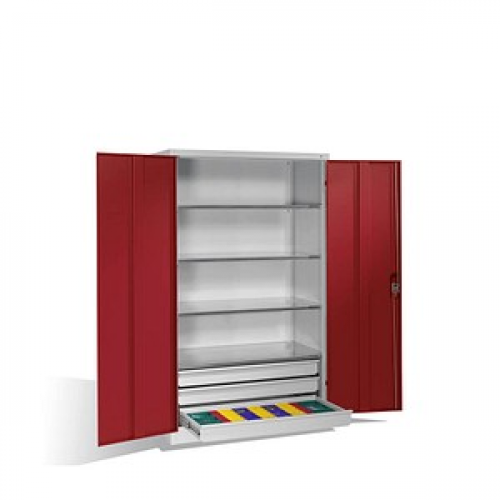 CP Stahlschrank 8932-503 S10243 lichtgrau, rubinrot 120,0 x 60,0 x 195,0 cm, aufgebaut