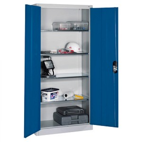 CP Stahlschrank 8920-052 S10203 lichtgrau, enzianblau 93,0 x 40,0 x 195,0 cm, aufgebaut