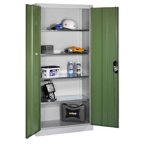 CP Stahlschrank 8920-052 S10204 lichtgrau, rededagrün 93,0 x 40,0 x 195,0 cm, aufgebaut