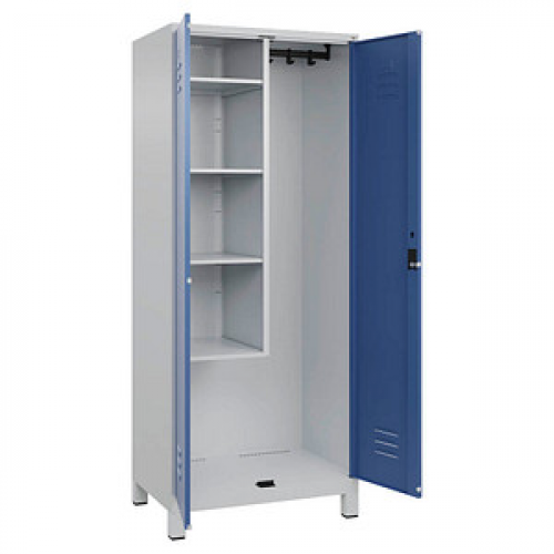 CP Putzmittelschrank Classic Plus 080110-02 S10005 fernblau, lichtgrau 80,0 x 50,0 x 195,0 cm, aufgebaut