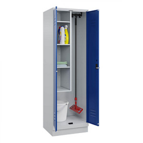 CP Putzmittelschrank Classic PLUS 080120-00 S10003 enzianblau, lichtgrau 60,0 x 50,0 x 195,0 cm, aufgebaut