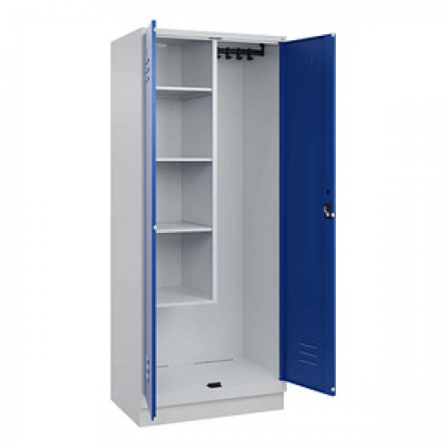 CP Putzmittelschrank Classic PLUS 080120-02 S10003 enzianblau, lichtgrau 80,0 x 50,0 x 195,0 cm, aufgebaut