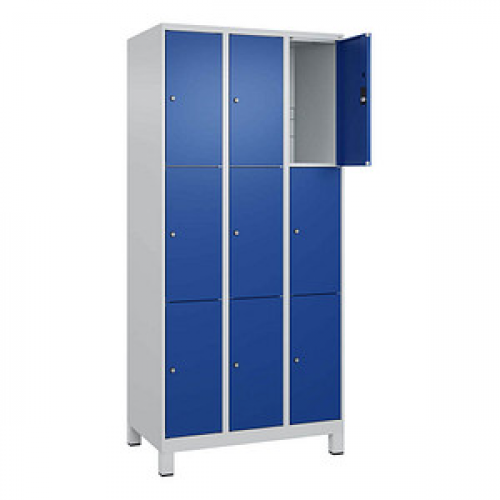 CP Schließfachschrank Classic Plus enzianblau, lichtgrau 080010-303 S10003, 9 Schließfächer 90,0 x 50,0 x 195,0 cm