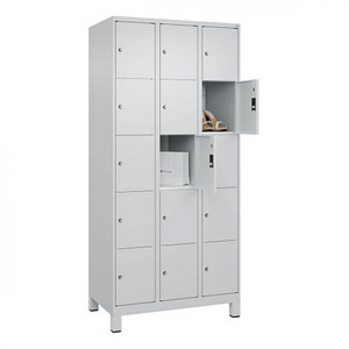 CP Schließfachschrank Classic Plus lichtgrau 080010-305 S10009, 15 Schließfächer 90,0 x 50,0 x 195,0 cm