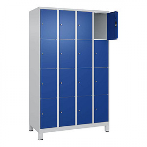 CP Schließfachschrank Classic Plus enzianblau, lichtgrau 080010-404 S10003, 16 Schließfächer 120,0 x 50,0 x 195,0 cm