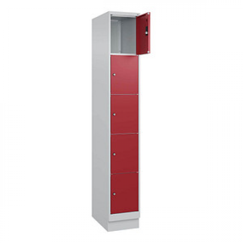 CP Schließfachschrank Classic PLUS lichtgrau, rubinrot 080020-105 S10001, 5 Schließfächer 30,0 x 50,0 x 195,0 cm