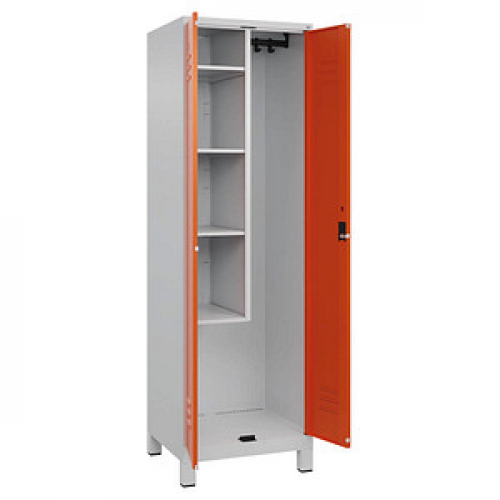 CP Putzmittelschrank Classic Plus 080110-00 S10036 lichtgrau, reinorange 60,0 x 50,0 x 195,0 cm, aufgebaut