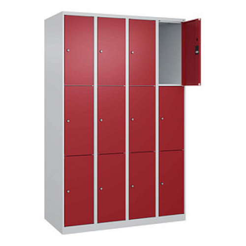 CP Schließfachschrank Classic Plus lichtgrau, rubinrot 080000-403 S10001, 12 Schließfächer 120,0 x 50,0 x 185,0 cm