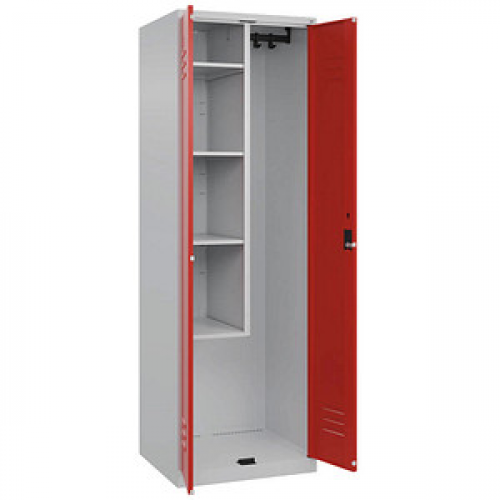 CP Putzmittelschrank Classic Plus 080100-00 S10002 verkehrsrot, lichtgrau 60,0 x 50,0 x 185,0 cm, aufgebaut