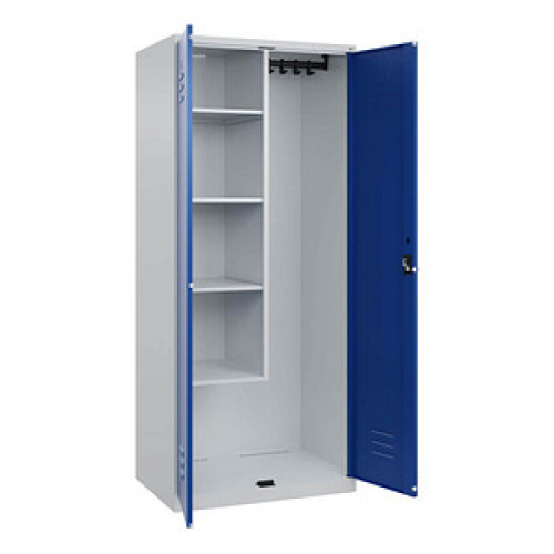 CP Putzmittelschrank Classic PLUS 080100-02 S10003 enzianblau, lichtgrau 80,0 x 50,0 x 185,0 cm, aufgebaut