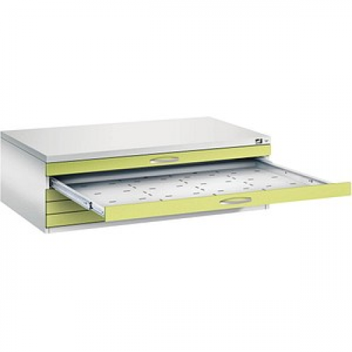 CP 7200 Planschrank lichtgrau, viridingrün 5 Schubladen 135,0 x 96,0 x 42,0 cm