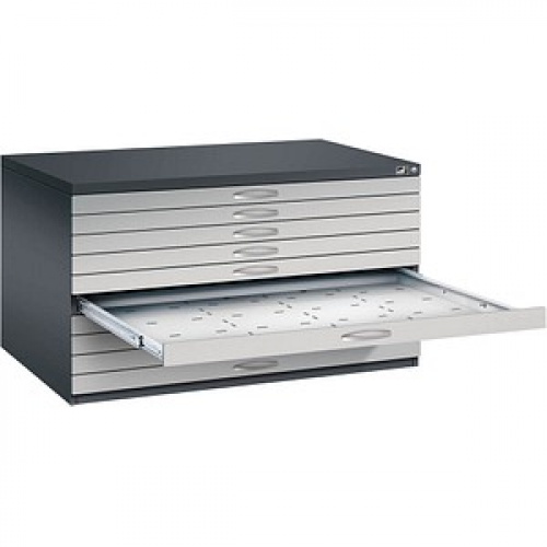 CP 7200 Planschrank schwarzgrau, weißaluminium 10 Schubladen 135,0 x 96,0 x 76,0 cm