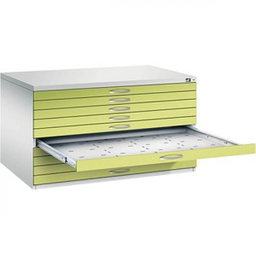 CP 7200 Planschrank lichtgrau, viridingrün 10 Schubladen 135,0 x 96,0 x 76,0 cm