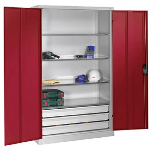 CP Stahlschrank 8931-503 S10428 lichtgrau, rubinrot 120,0 x 50,0 x 195,0 cm, aufgebaut
