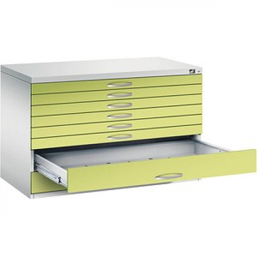 CP 7100 Planschrank lichtgrau, viridingrün 8 Schubladen 110,0 x 76,5 x 76,0 cm