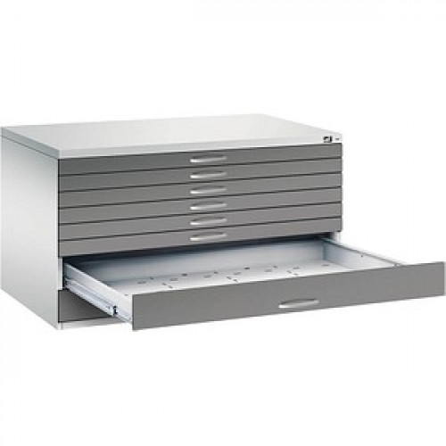 CP 7200 Planschrank lichtgrau, vulkangrau 8 Schubladen 135,0 x 96,0 x 76,0 cm