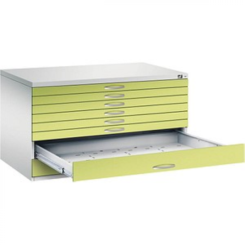 CP 7200 Planschrank clowngrün, lichtgrau 8 Schubladen 135,0 x 96,0 x 76,0 cm