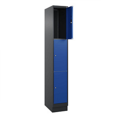 CP Schließfachschrank Classic PLUS enzianblau, schwarzgrau 080020-103 S10024, 3 Schließfächer 30,0 x 50,0 x 195,0 cm