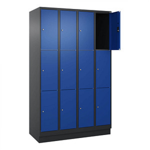 CP Schließfachschrank Classic PLUS enzianblau, schwarzgrau 080020-403 S10031, 12 Schließfächer 120,0 x 50,0 x 195,0 cm